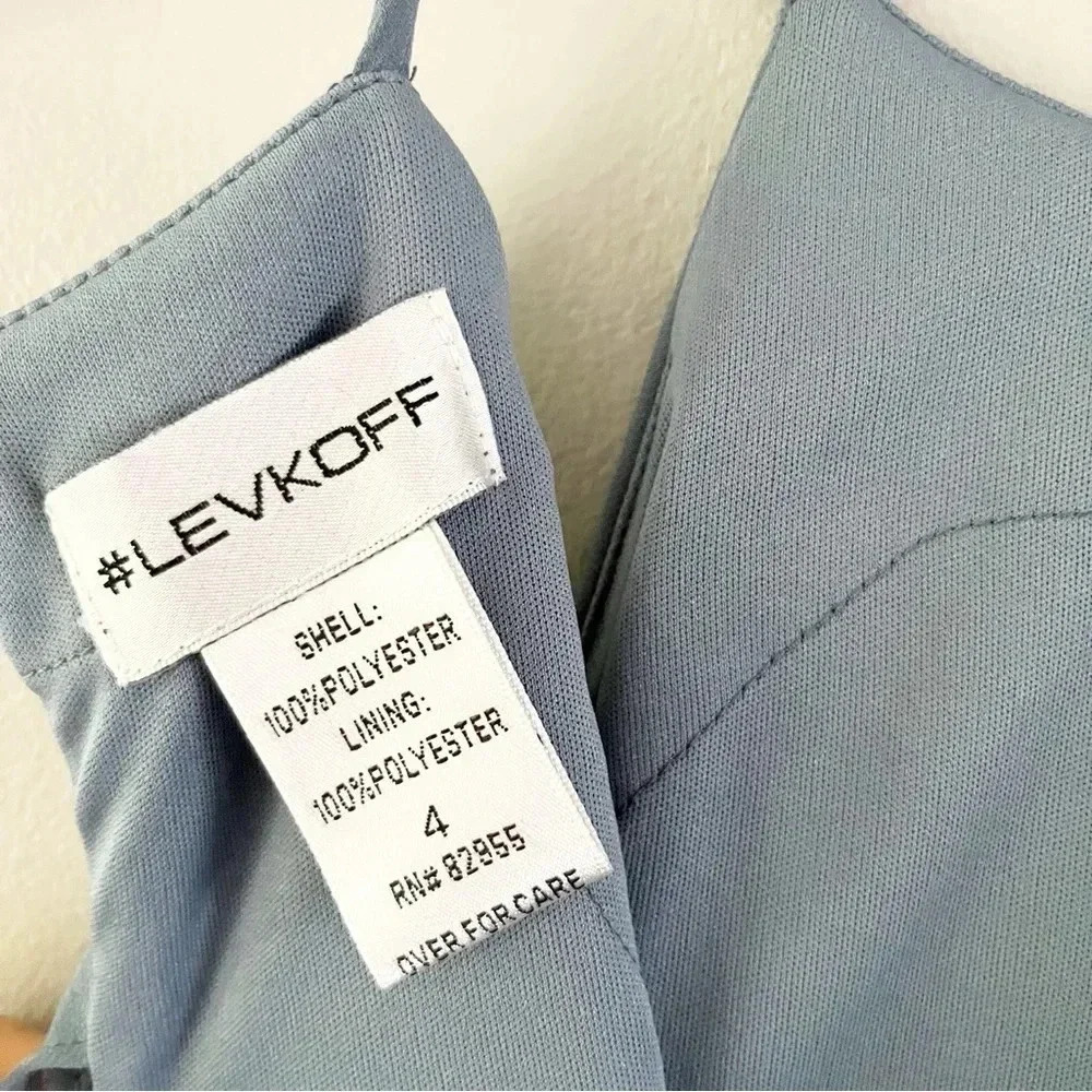Bill Levkoff Evening Gown Slate Blue Formal Bridesmaid Maxi Dress Formal Size 8 - Picture 4 of 6